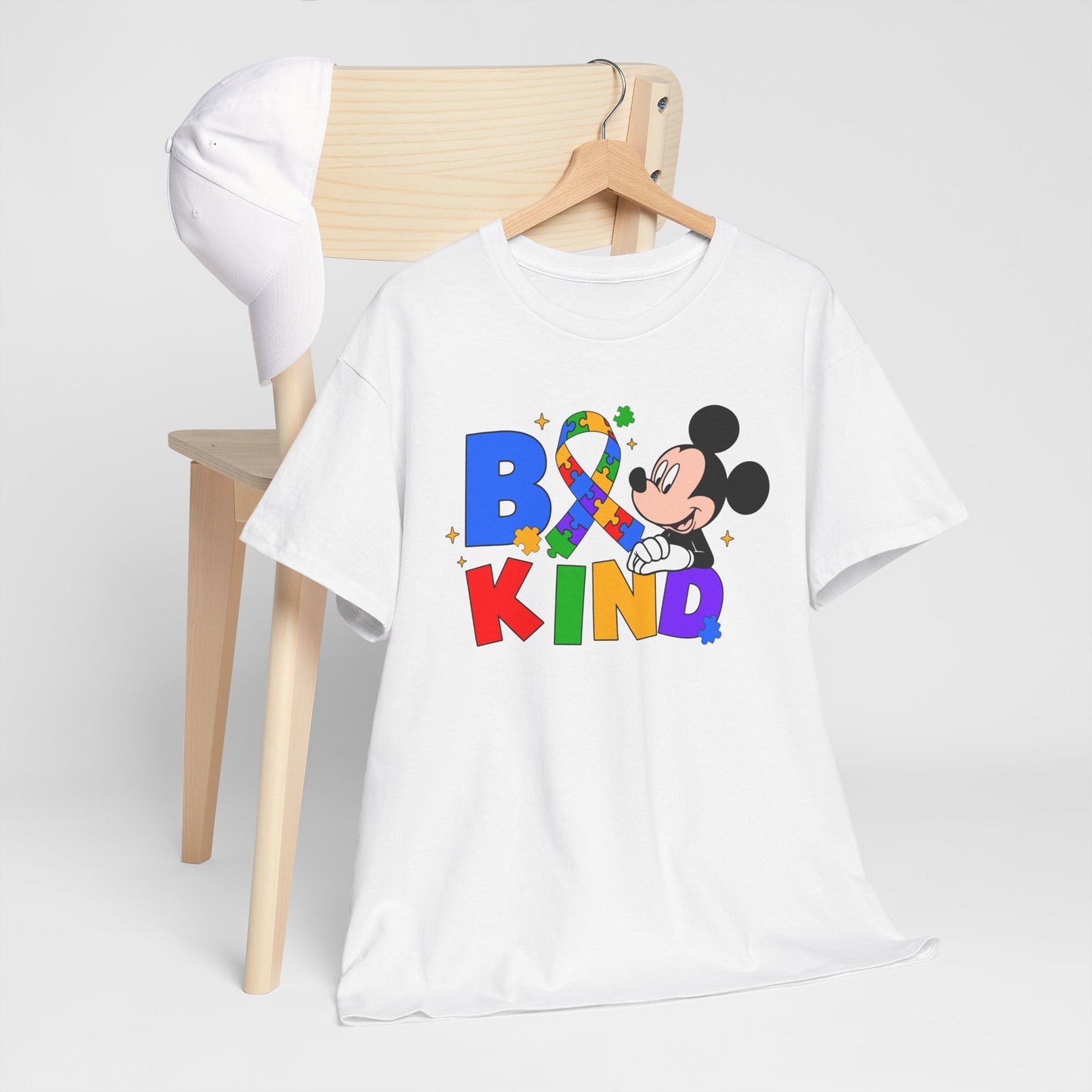 Be Kind Kids T‑Shirt — Colorful Ribbon & Character Graphic