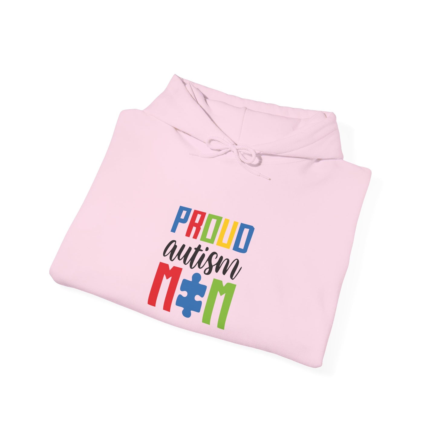 Proud Autism Mom Hoodie — Colorful Puzzle Piece Awareness Sweatshirt