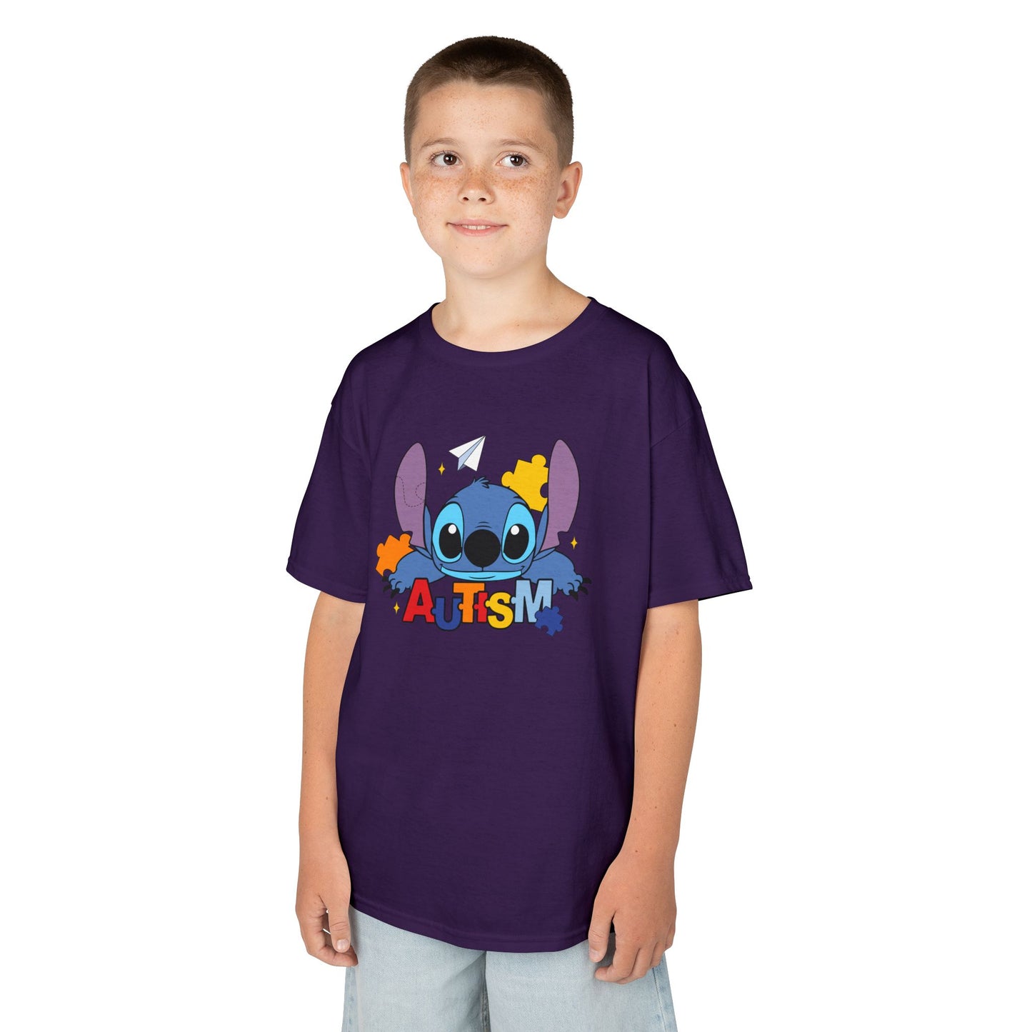 Kids Tee — Cute Stitch Autism Puzzle Design