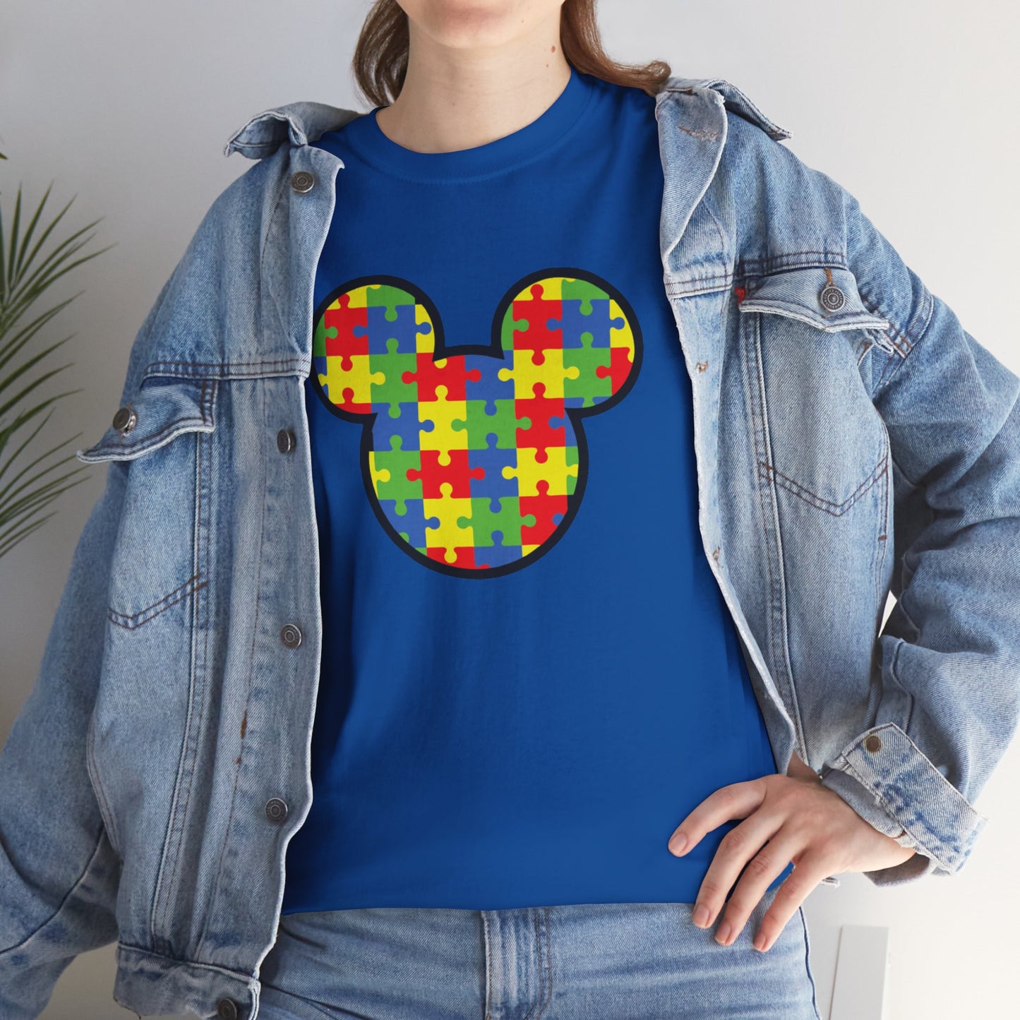 Colorful Puzzle Mickey Mouse Tee for Autism Awareness