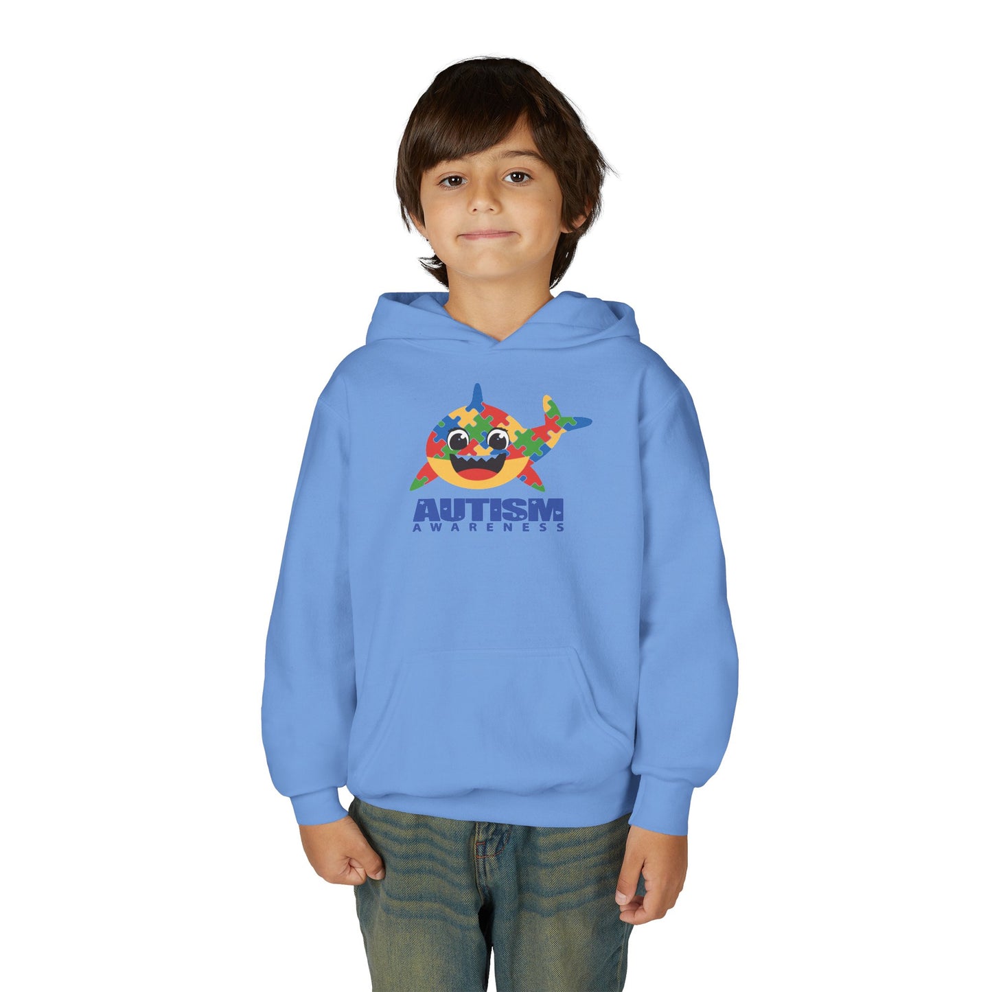 Autism Awareness Youth Hoodie - Colorful Shark Design