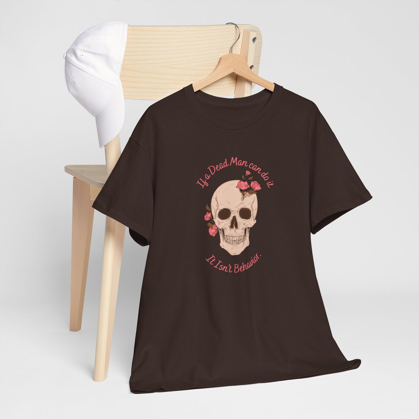 Skull & Roses Unisex Heavy Cotton Tee - Perfect for Halloween, Casual Wear, Gift for Friends, Skull Lovers, or Grunge Fashion