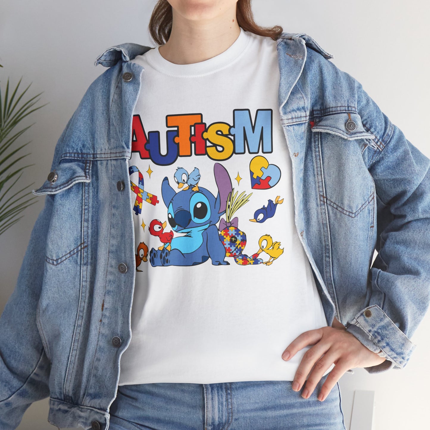 Autism Awareness T-Shirt — Cute Cartoon Character Puzzle-Heart Design