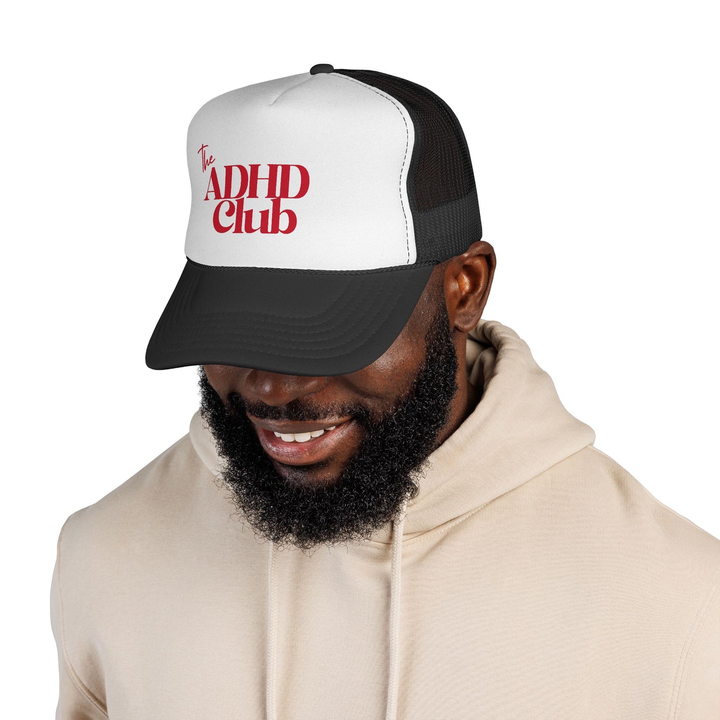 Trucker Hat — "The ADHD Club" Retro Logo Mesh Cap