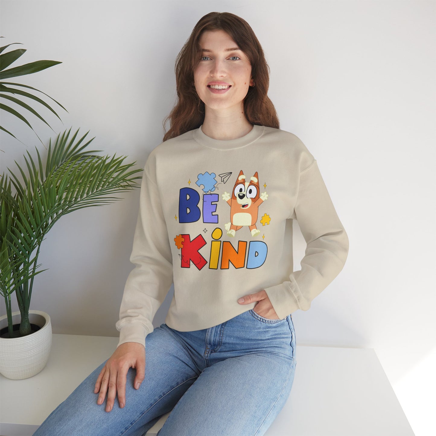 Be Kind Crewneck Sweatshirt — Cute Dog Graphic Kids/Adult Casual Pullover