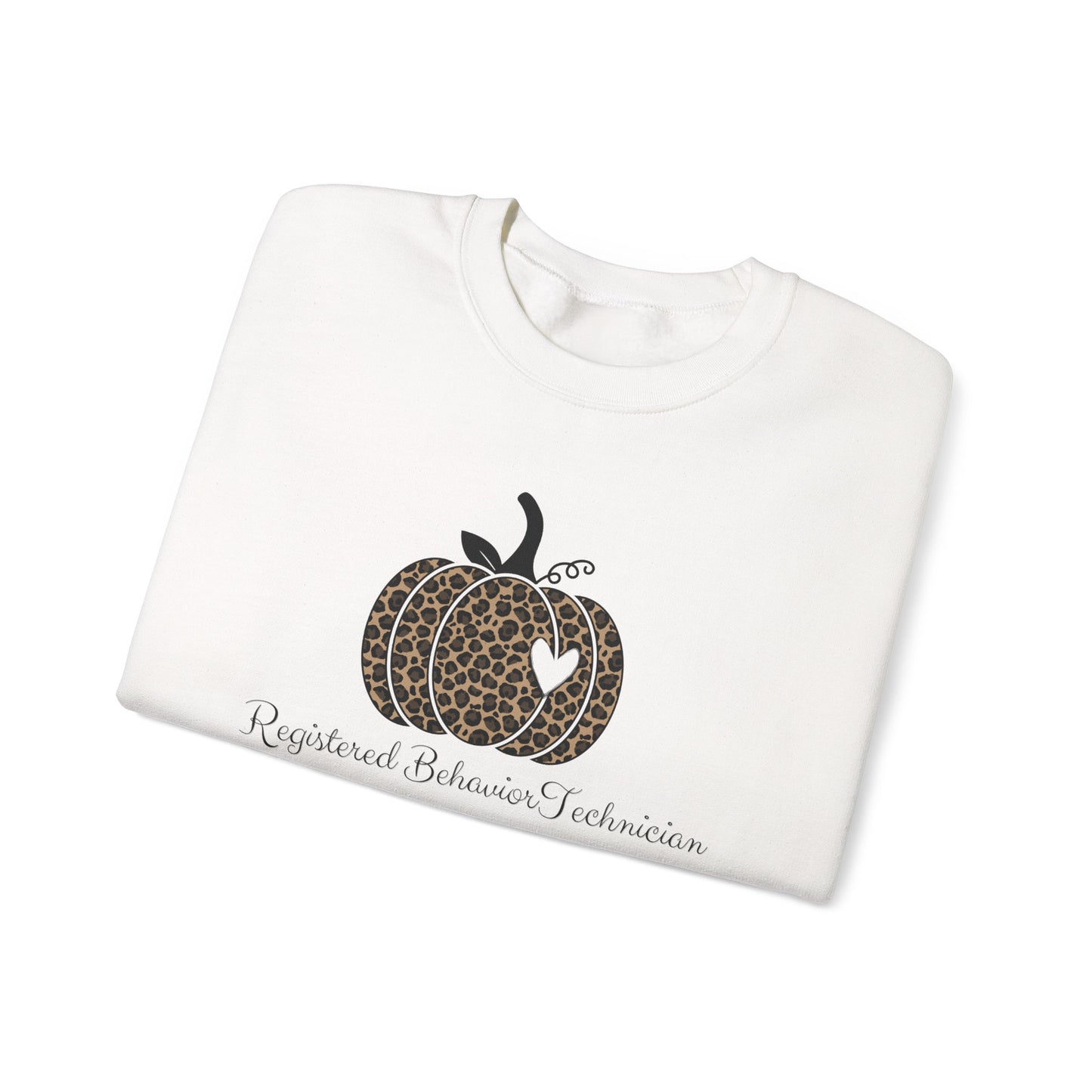 Crewneck Sweatshirt — Leopard Pumpkin "Registered Behavior Technician" Fall Sweatshirt