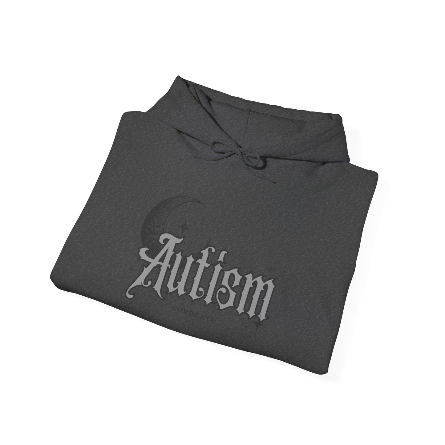 Autism Moon Hoodie — Gothic Script Awareness Sweatshirt