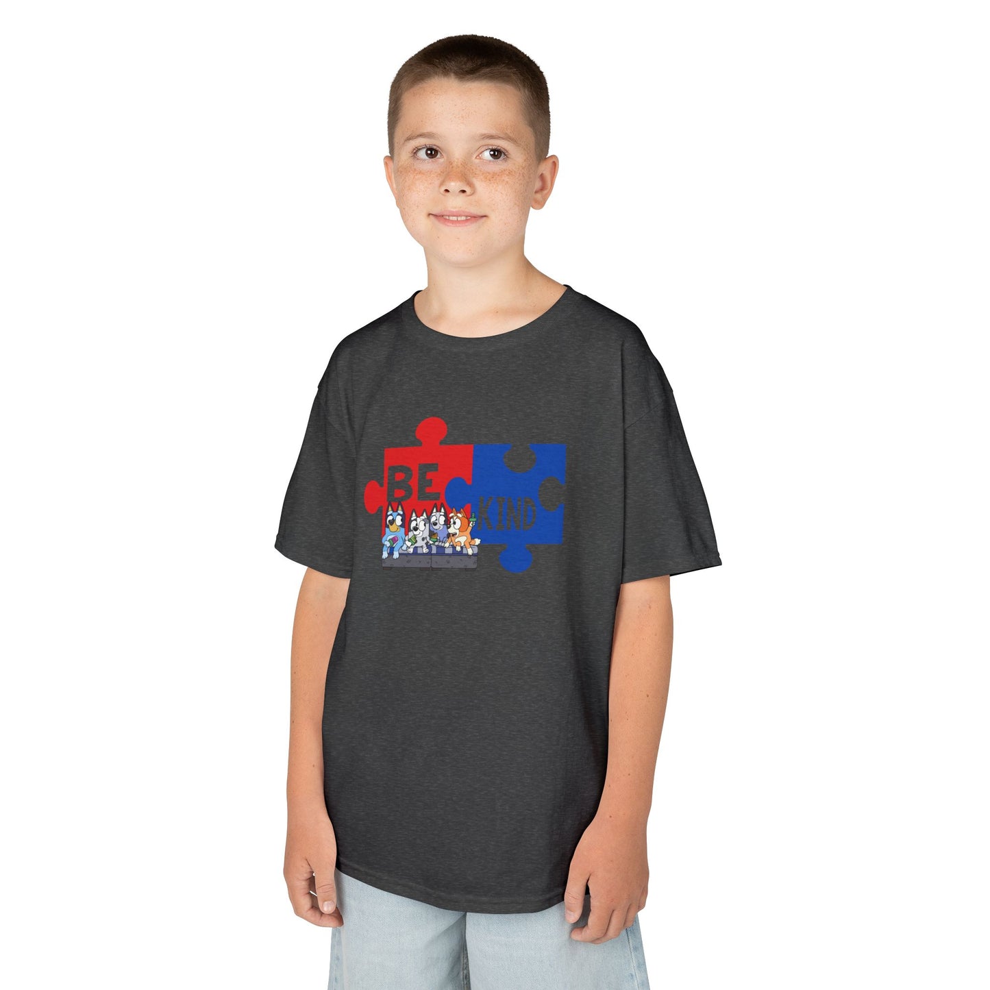 Kids T-Shirt — 'Be Kind' Puzzle Piece Autism Awareness Tee