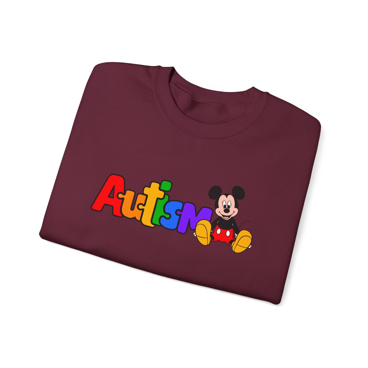 Autism Pride Crewneck Sweatshirt — Colorful Puzzle Text Design