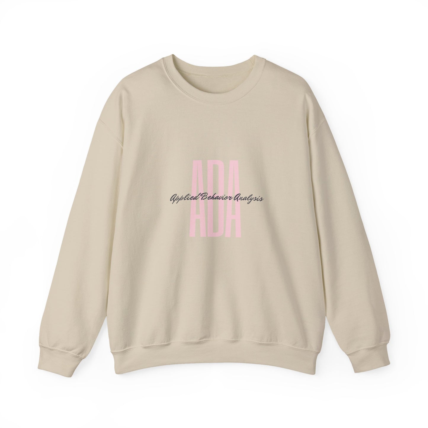 ABA Pink Monogram Crewneck Sweatshirt — Minimalist Initials Graphic Applied Behavior Analysis