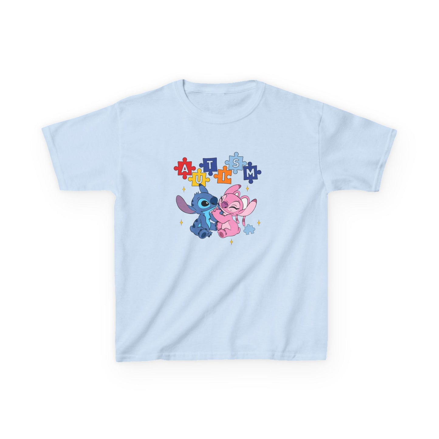 Kids Tee — Cute Stitch & Angel Heart Puzzle Design