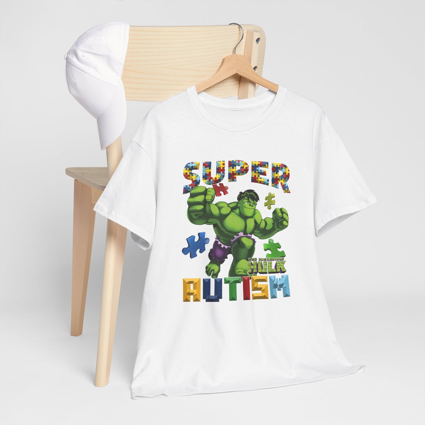 Autism Superhero Tee — 'Super Autism' Puzzle-Pattern Kids Shirt