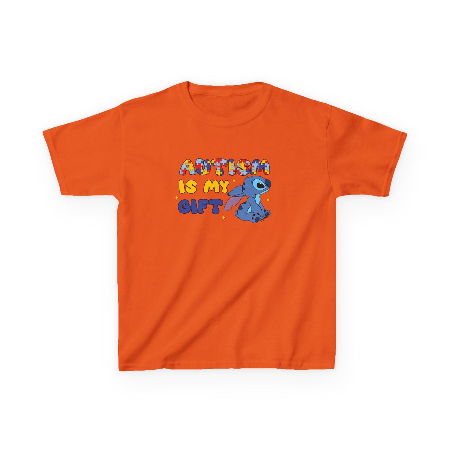 Kids T-Shirt — "Autism Is My Gift" Colorful Puzzle Heart Design