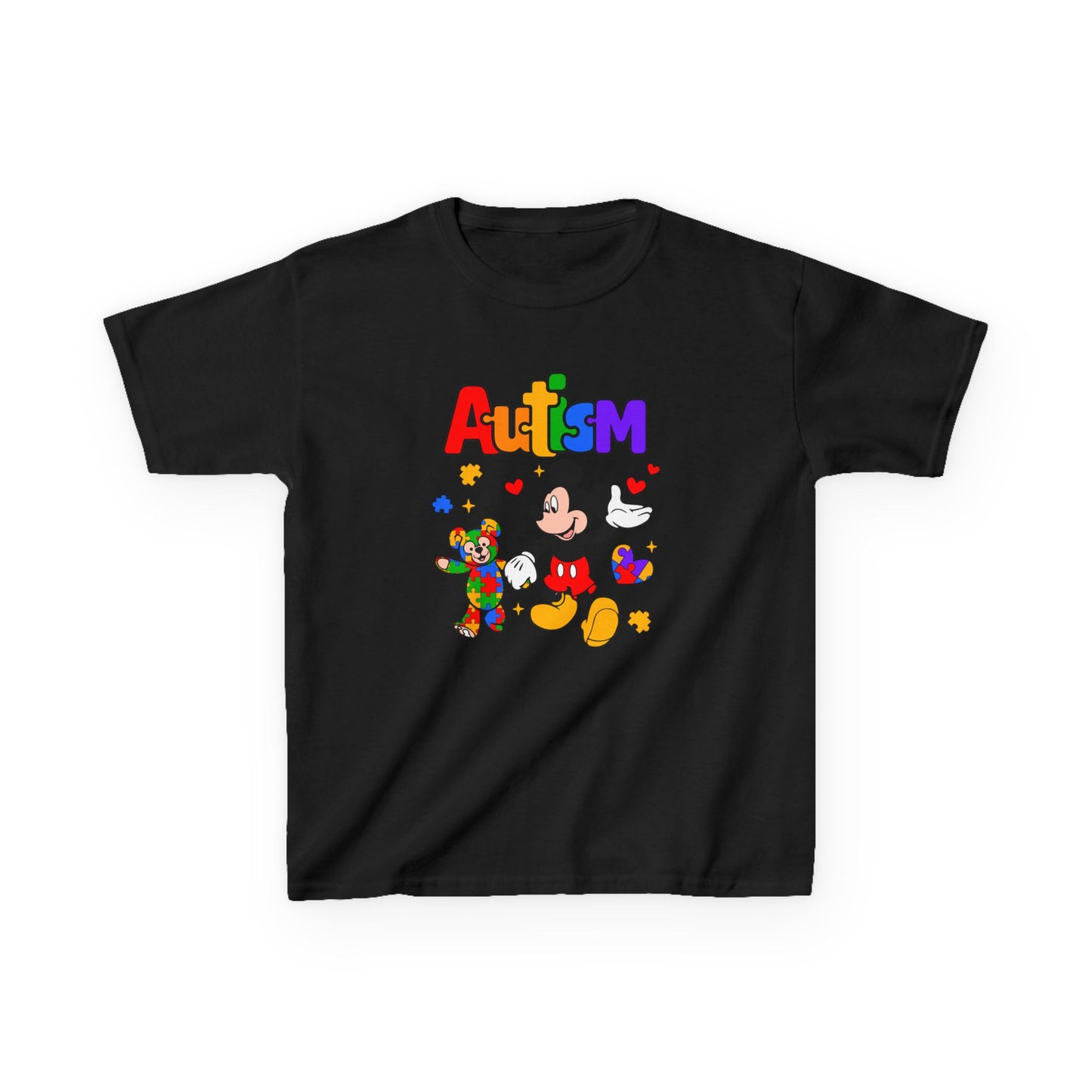 Kids Autism Awareness T‑Shirt — Colorful Puzzle & Friendly Character Design