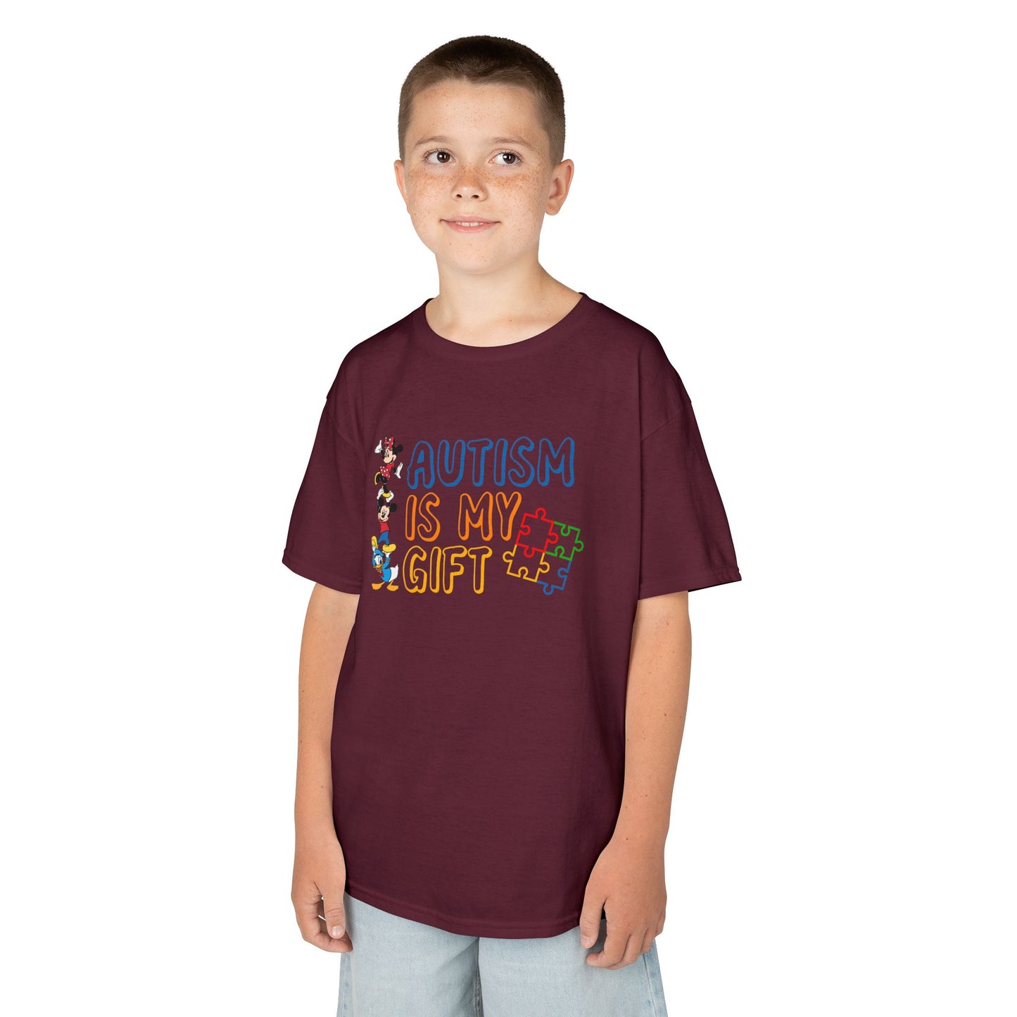 Kids Tee — "Autism Is My Gift" Colorful Puzzle Piece Design