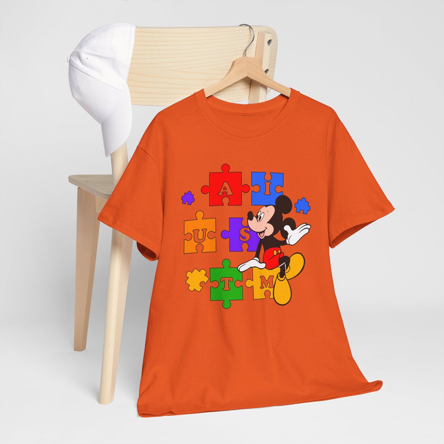 Autism Puzzle Mickey T-Shirt — Colorful Puzzle Pieces "AUTISM" Design