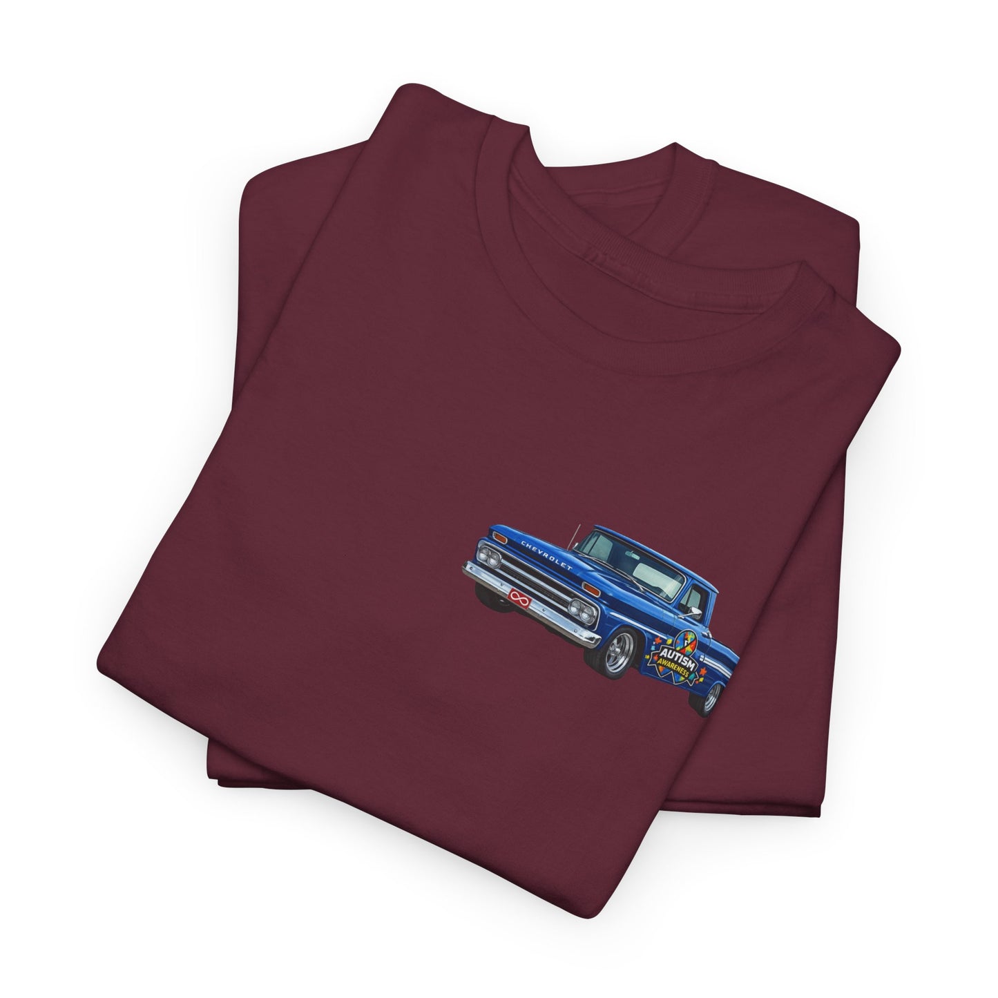 Tim’s Truck Tee- Autism Awareness Truck T-Shirt — Vintage Pickup Puzzle Ribbon Tee