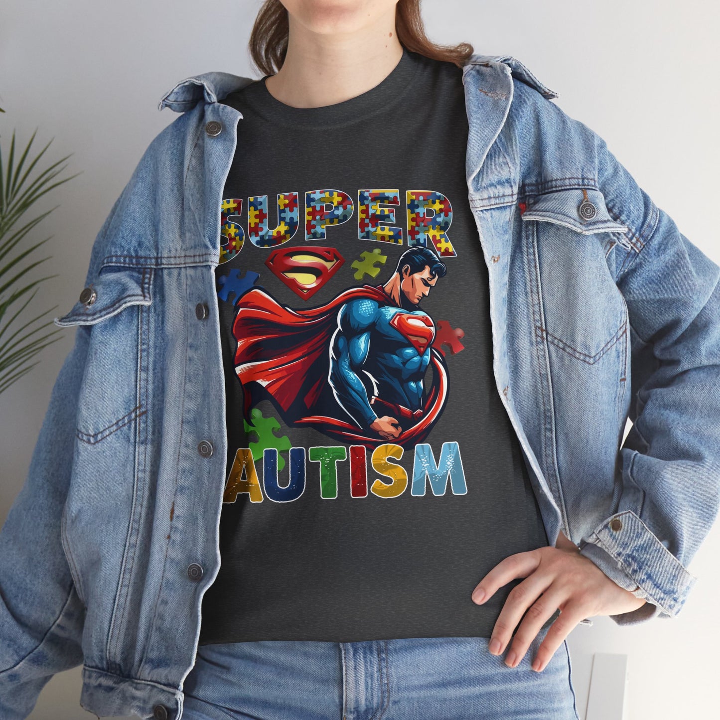 Autism Superhero T-Shirt — "Super Autism" Colorful Puzzle Design