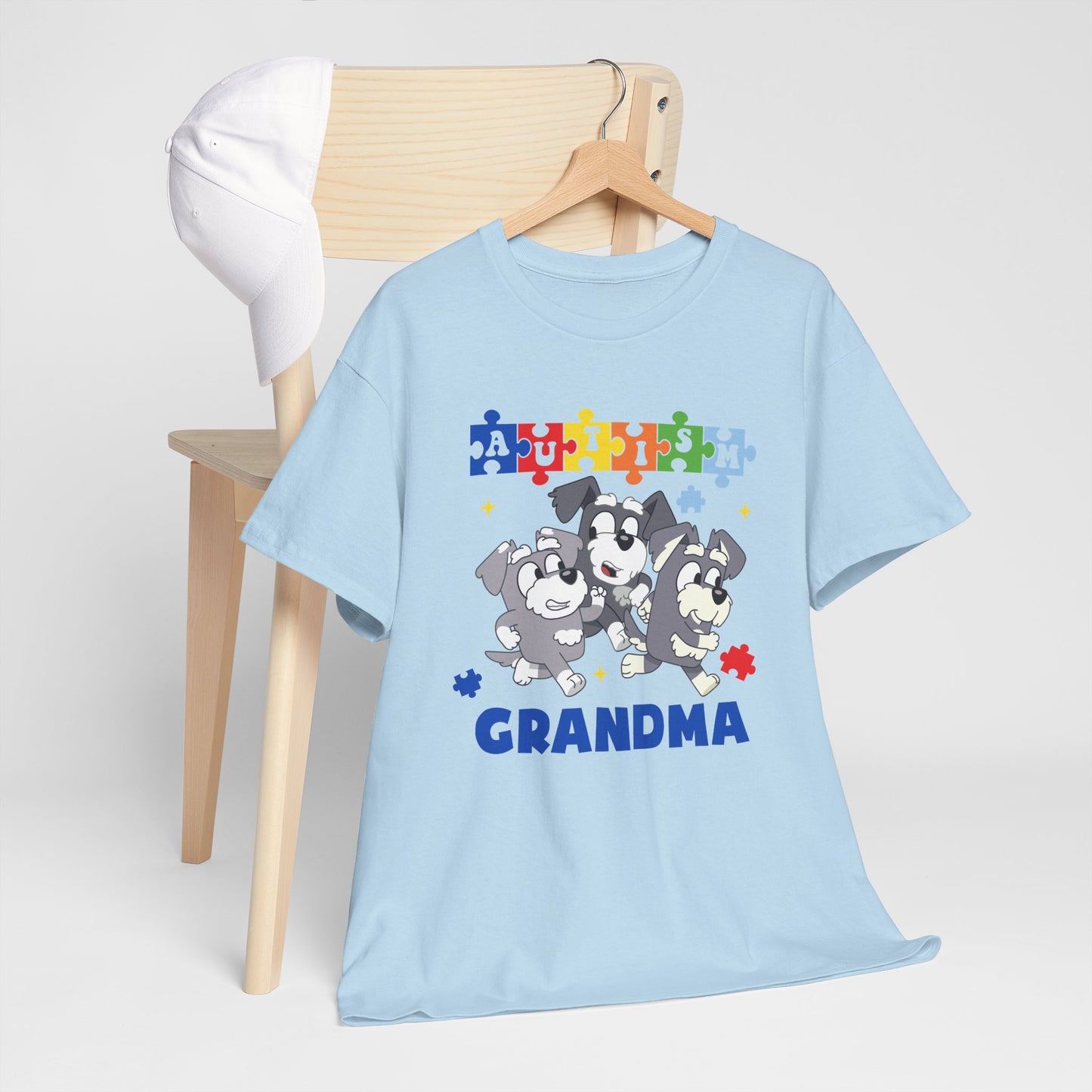 Grandma Paw-some Autism Awareness Tee — Puzzle Dogs Autism Grandma Shirt