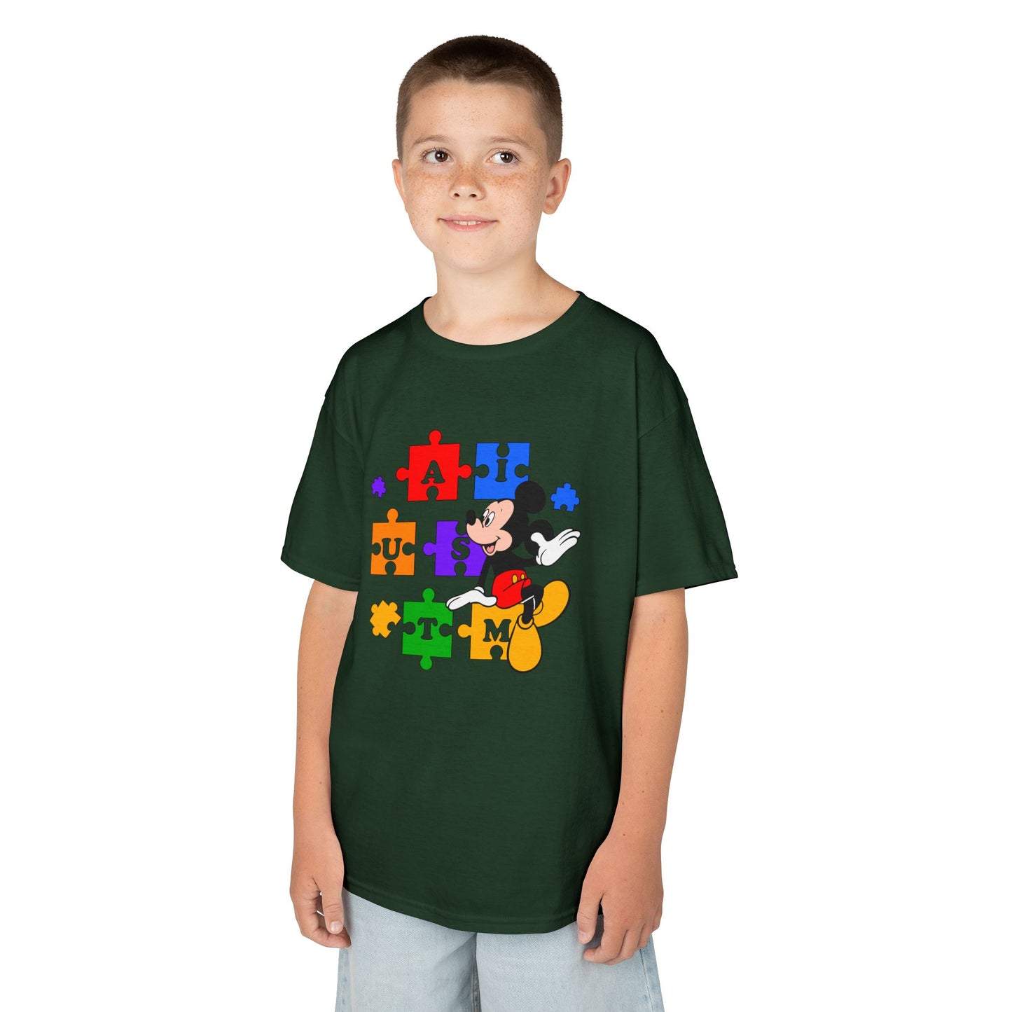 Kids Tee — Mickey Mouse Autism Puzzle Pieces Design