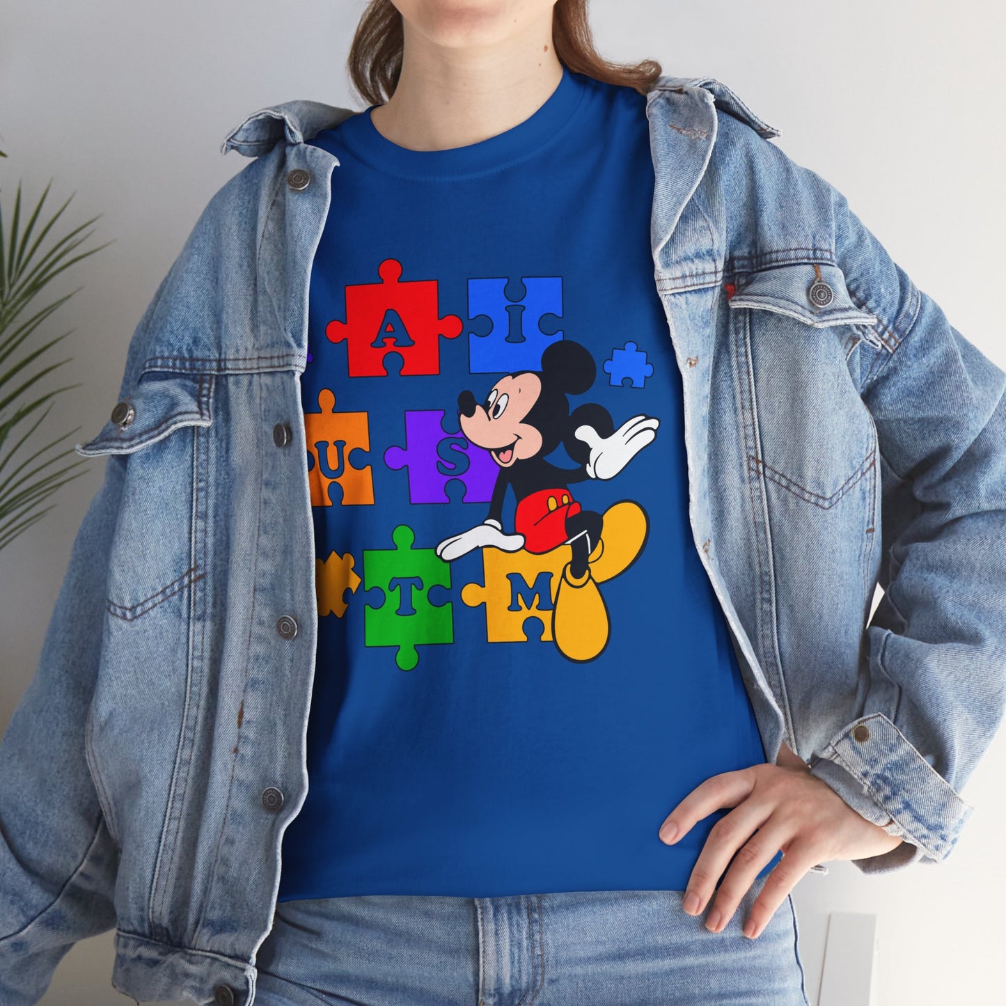 Autism Puzzle Mickey T-Shirt — Colorful Puzzle Pieces "AUTISM" Design