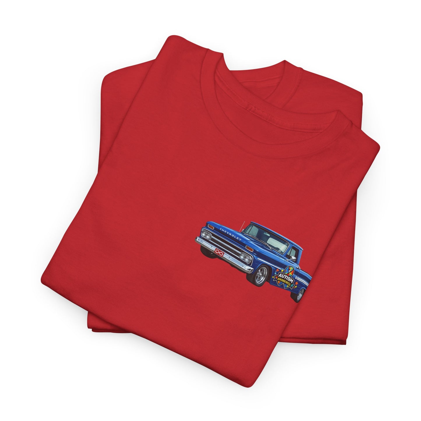 Tim’s Truck Tee- Autism Awareness Truck T-Shirt — Vintage Pickup Puzzle Ribbon Tee