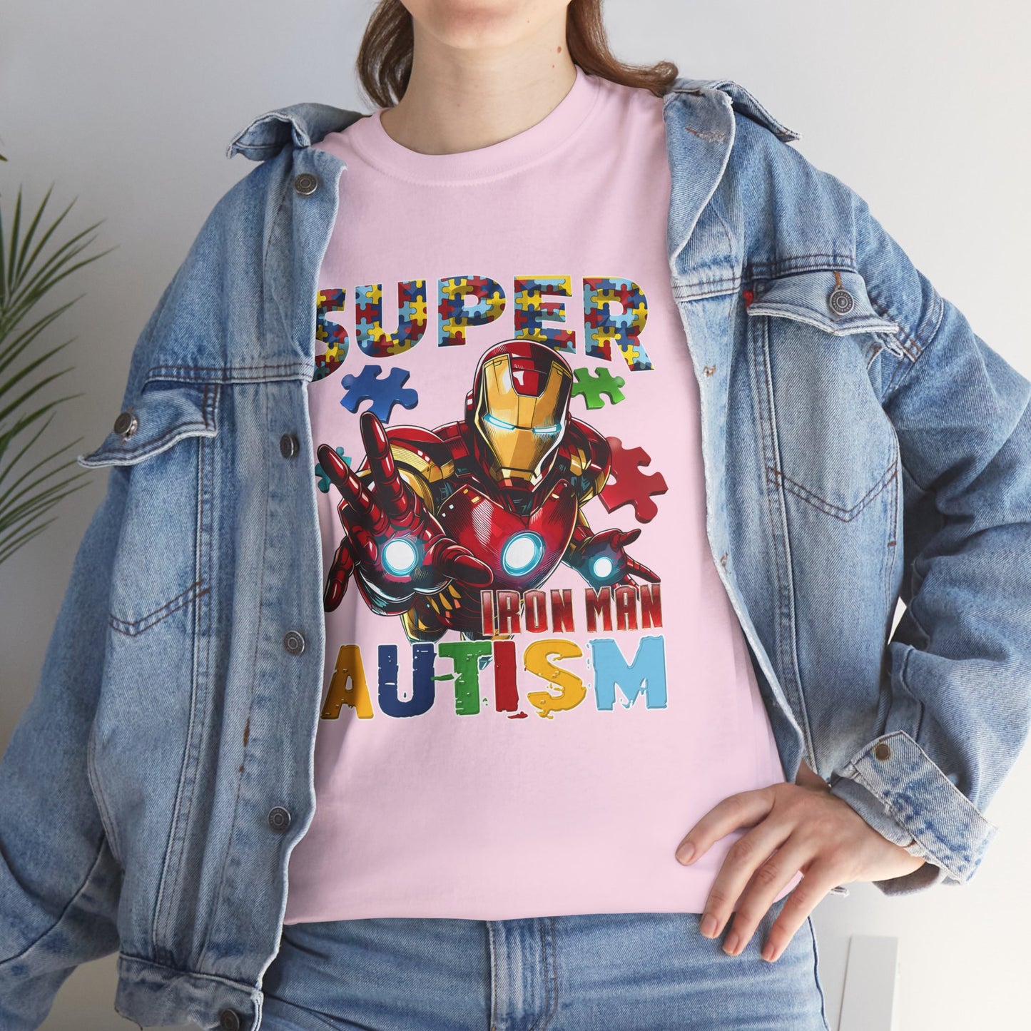 Autism Awareness Iron Man Tee — “Super Autism” Puzzle Piece Superhero Shirt