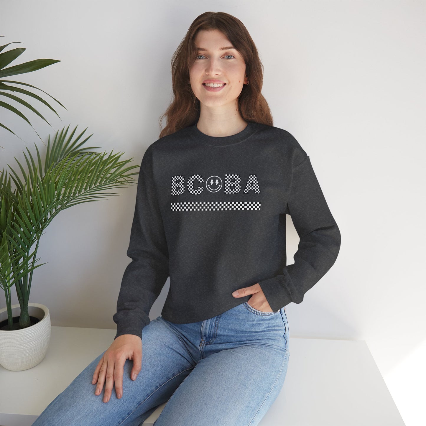 BCBA Smiley Checkered Crewneck Sweatshirt