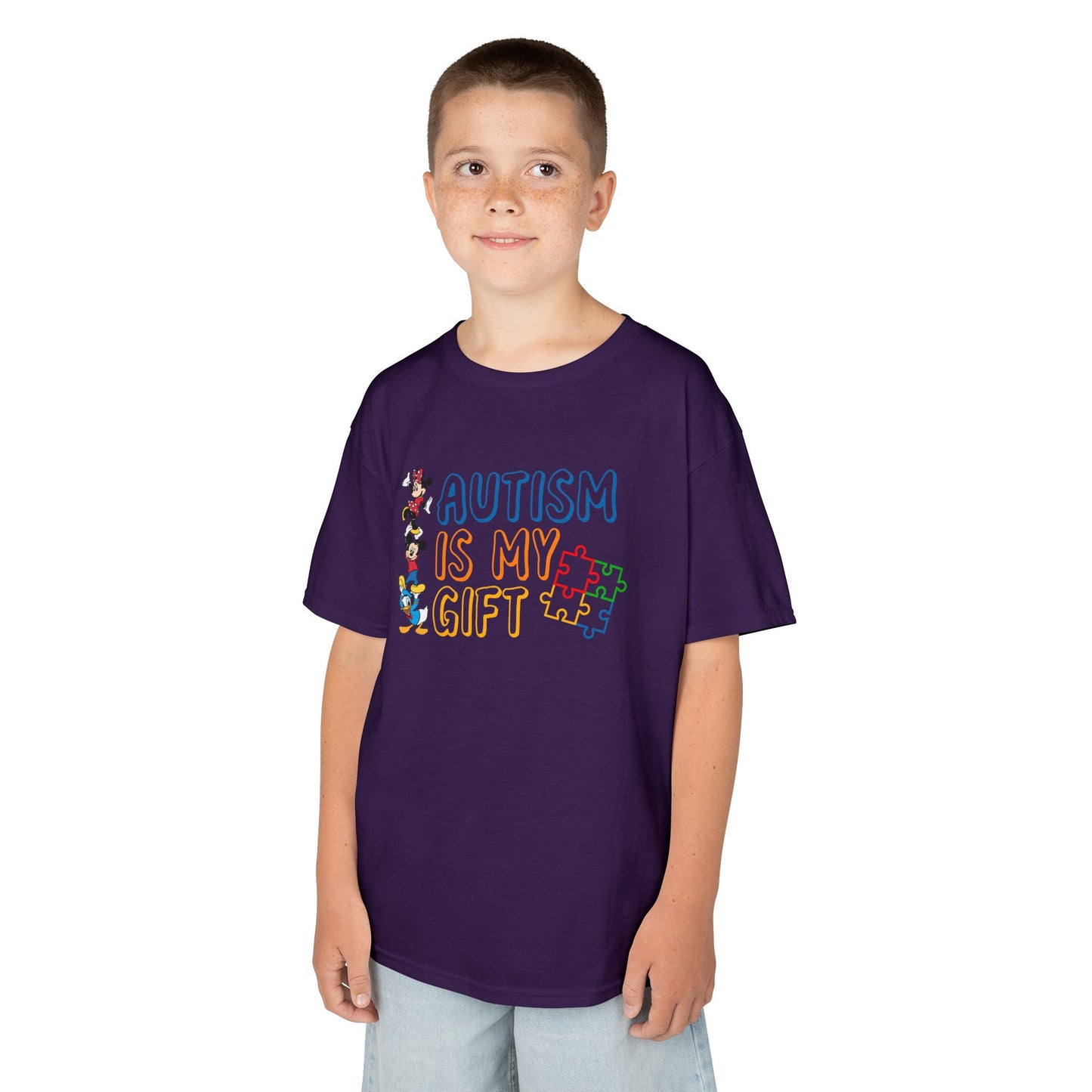 Kids Tee — "Autism Is My Gift" Colorful Puzzle Piece Design