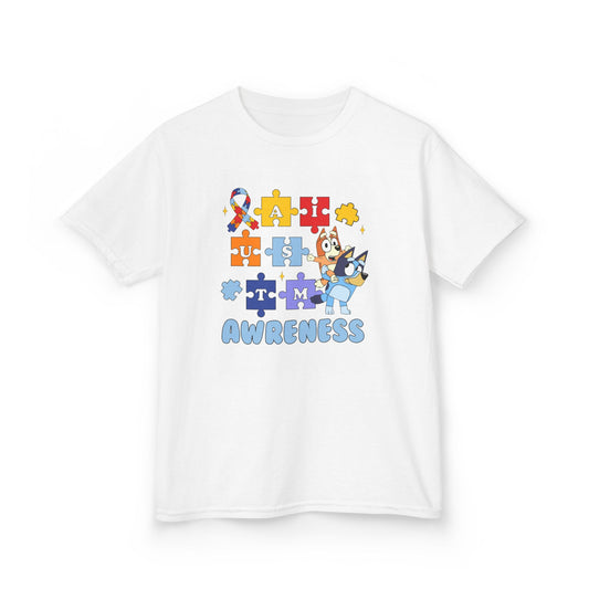 Kids Autism Awareness Puzzle Tee — Colorful Ribbon & Puzzle Pieces Design