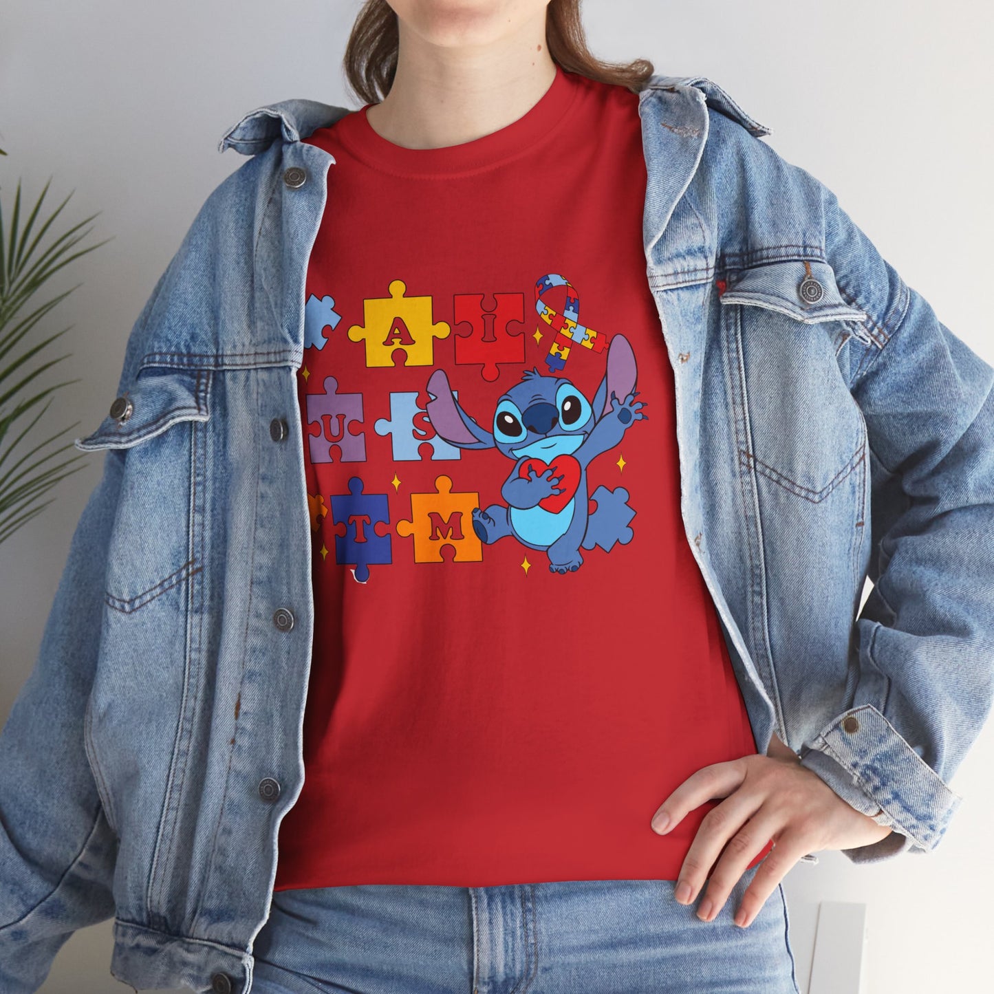 Autism Awareness Puzzle Heart Tee - Cute Blue Alien Character