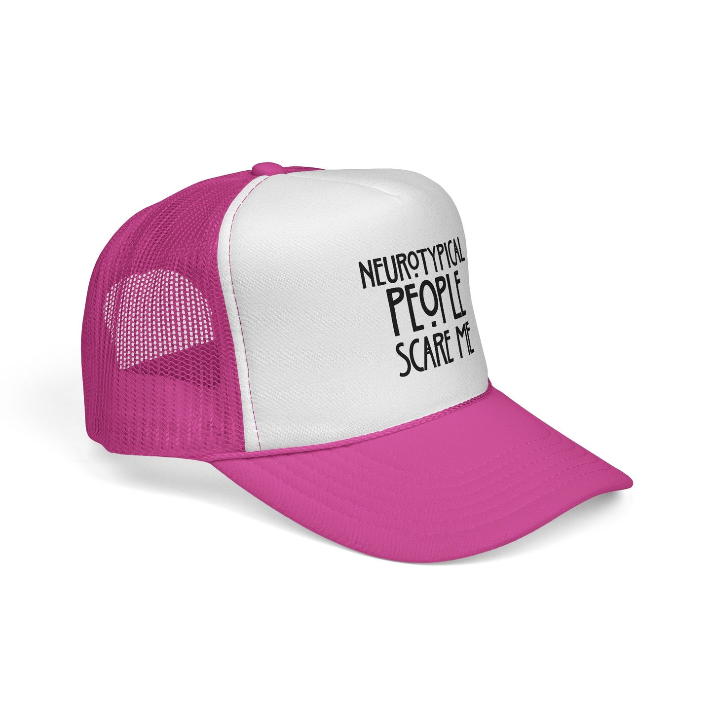 Trucker Cap — "Neurotypical People Scare Me" Mesh Hat for Neurodivergent Pride & Social Anxiety
