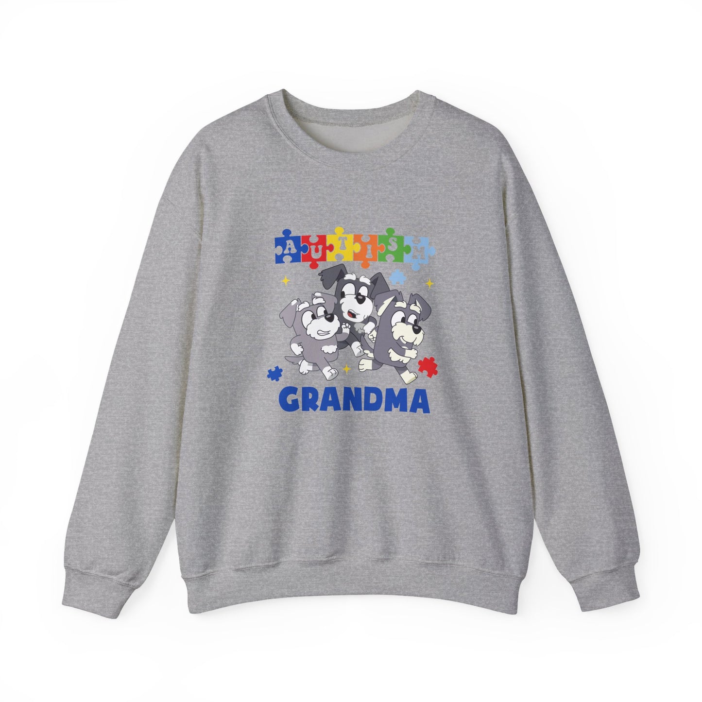 Autism Awareness Grandma Sweatshirt – Puzzle Paw Print Design