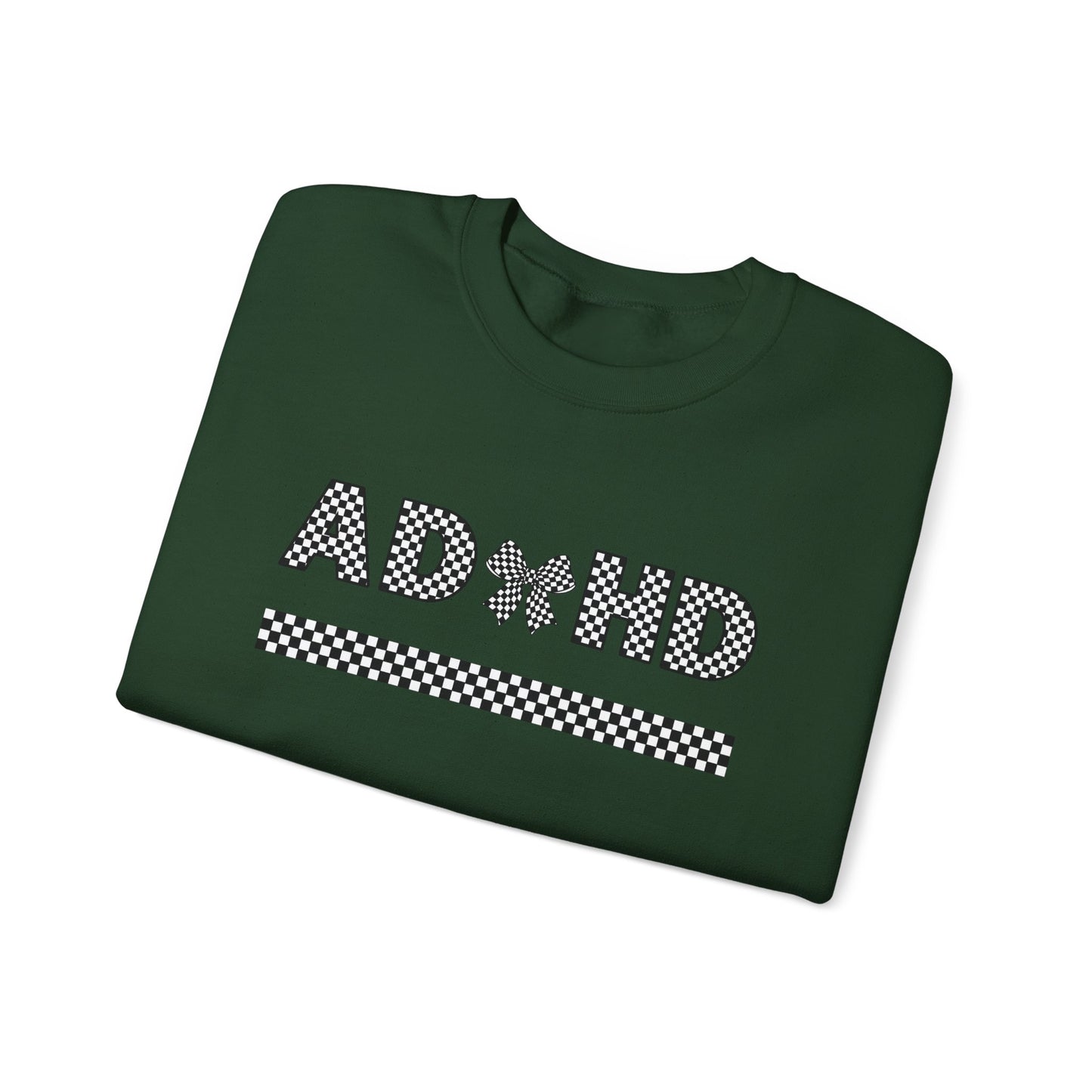 ADHD Bow Checkered Crewneck Sweatshirt