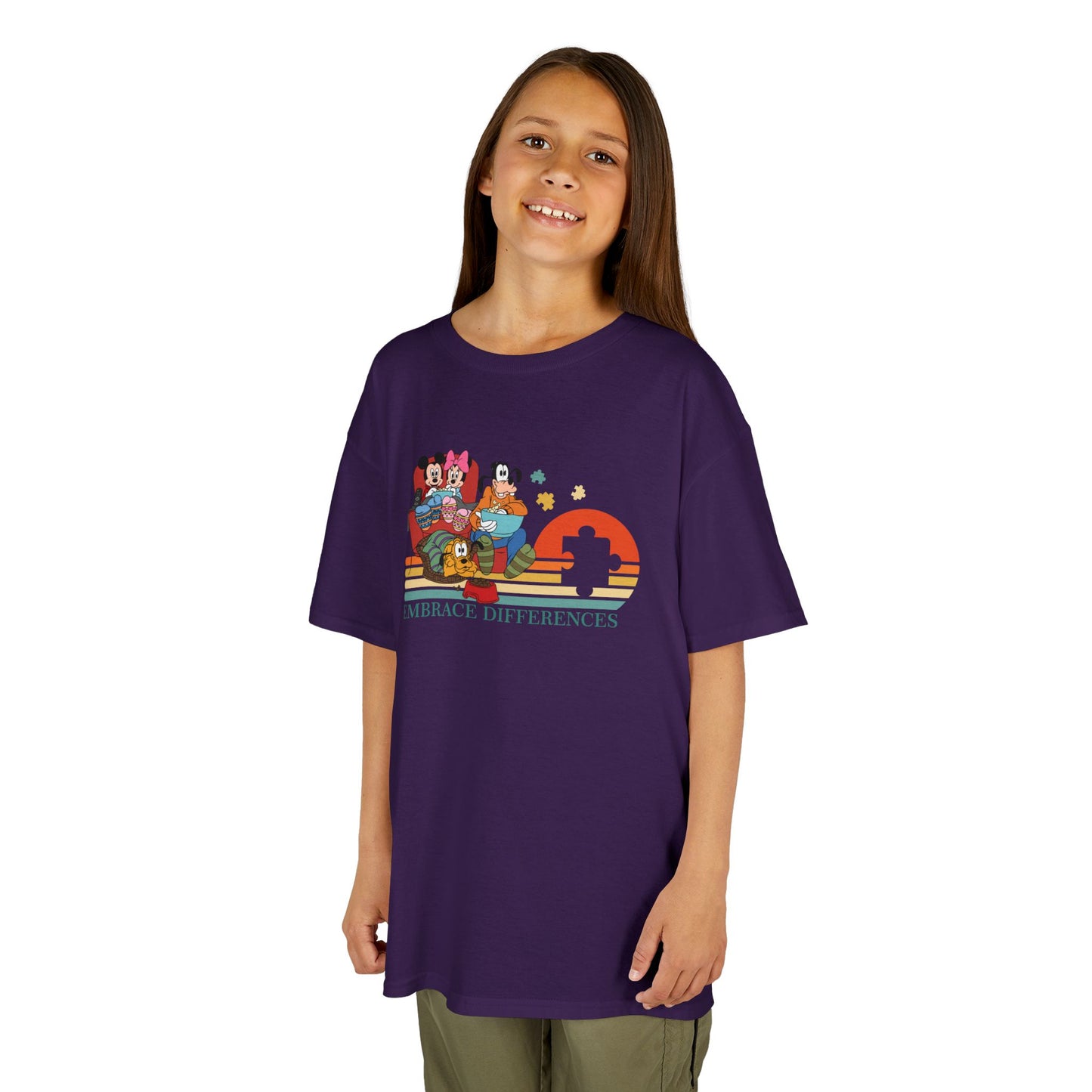 Kids Tee — Colorful Retro Animal Parade "I Embrace Differences"