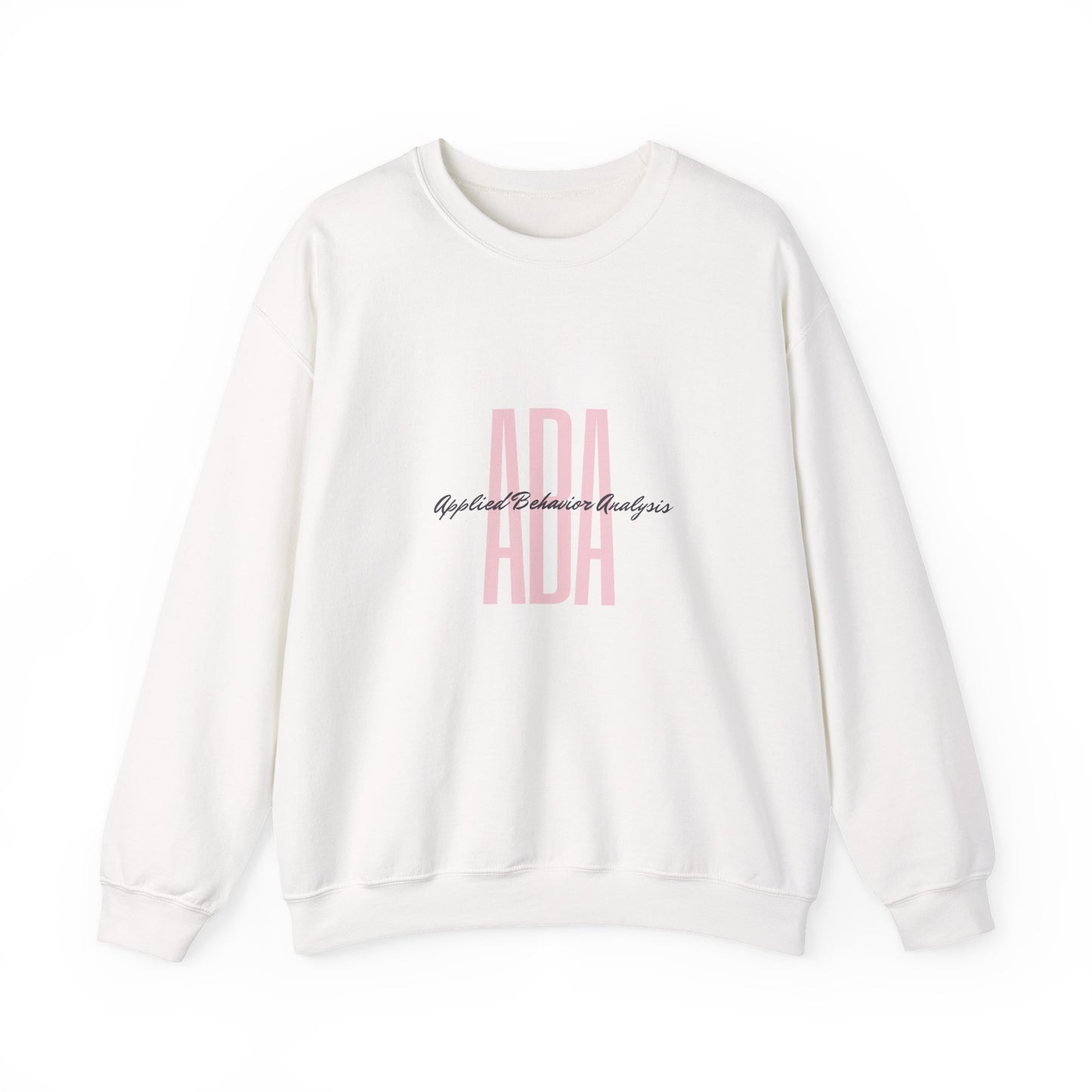 ABA Pink Monogram Crewneck Sweatshirt — Minimalist Initials Graphic Applied Behavior Analysis