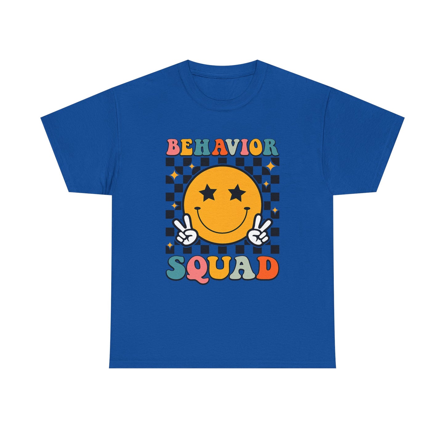 Behavior Squad T‑Shirt — Retro Smiley Face Peace Sign Tee