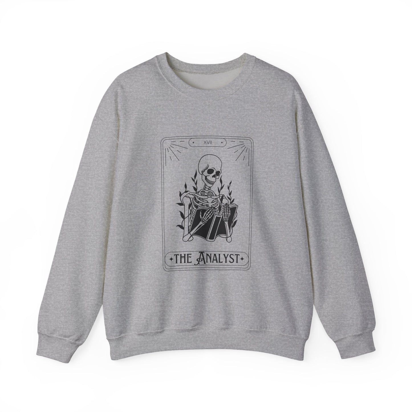 The Analyst Crewneck Sweatshirt — Tarot Skeleton Graphic Pullover