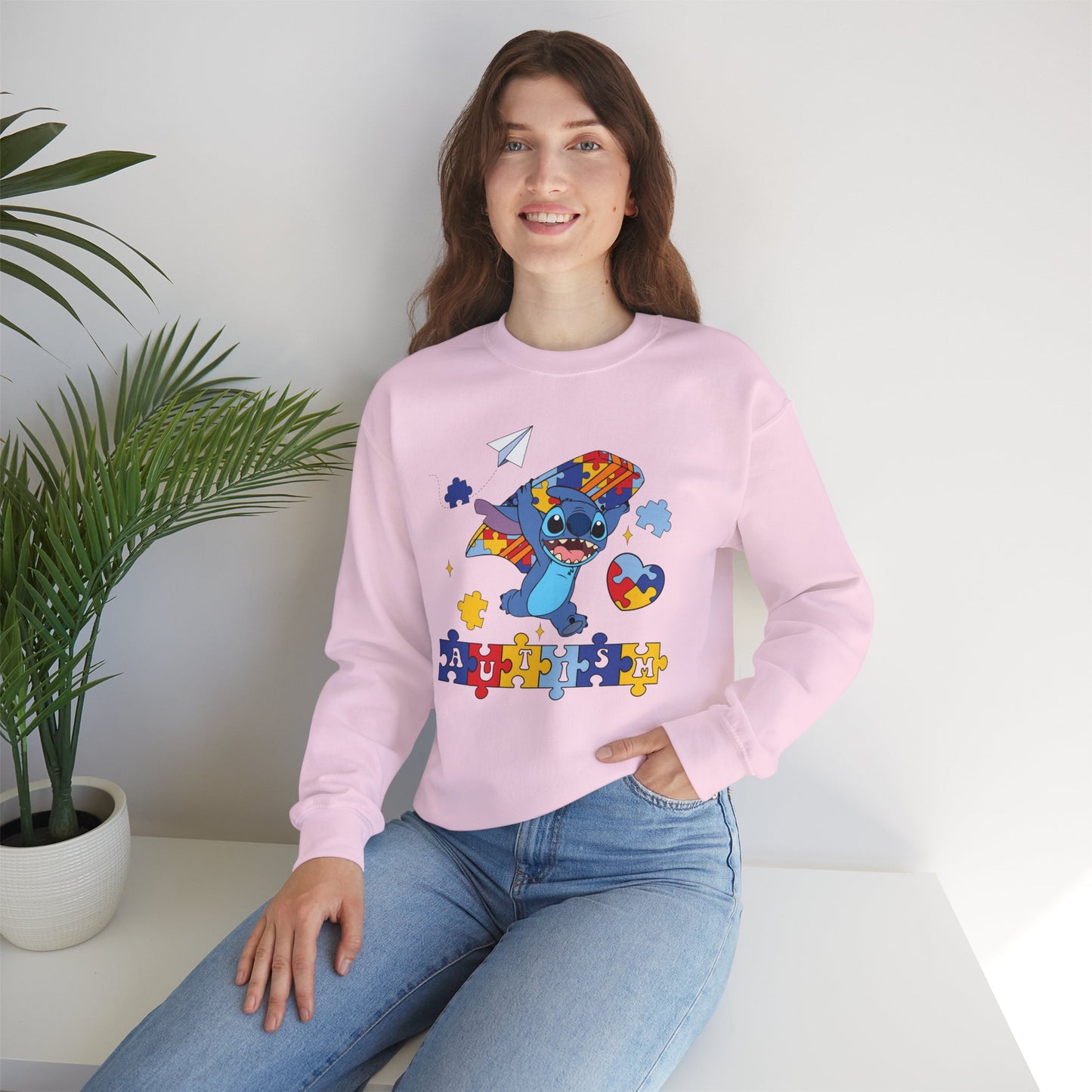 Autism Awareness Sweatshirt – Cute Stitch Puzzle Heart Design