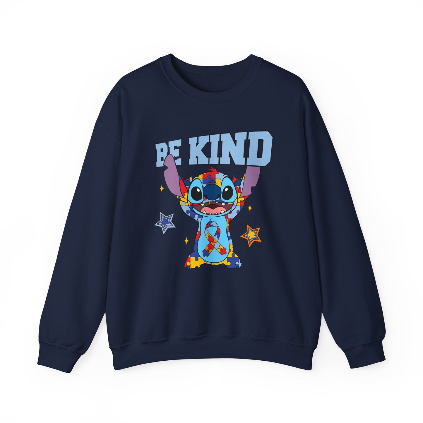 Be Kind Crewneck Sweatshirt — Cute Colorful Cartoon Character Graphic