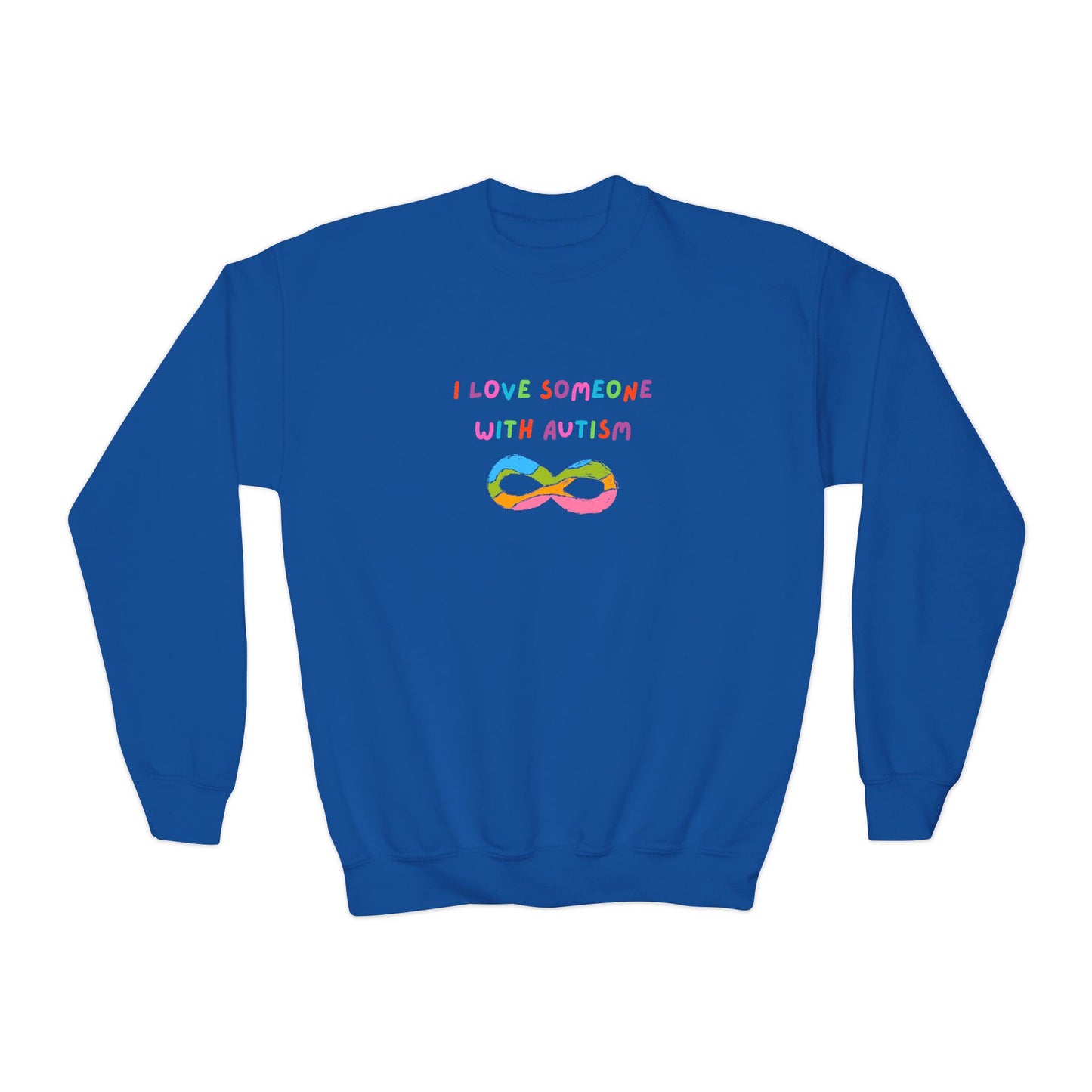 Autism Awareness Youth Crewneck Sweatshirt - I Love Someone with Autism
