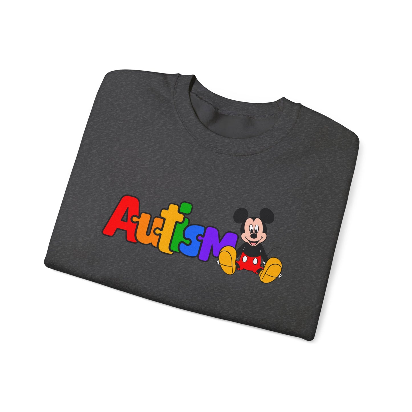 Autism Pride Crewneck Sweatshirt — Colorful Puzzle Text Design