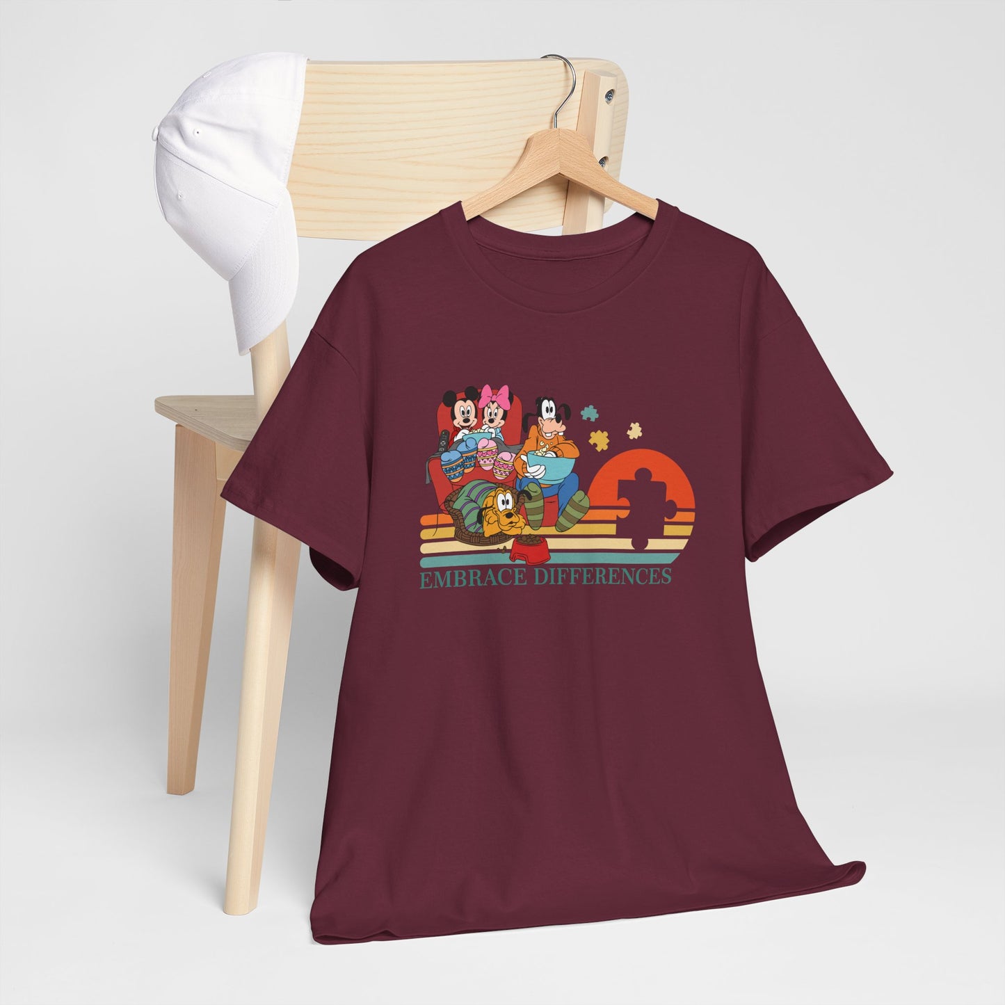T-Shirt — 'Embrace Differences' Retro Rainbow Autism Awareness Tee
