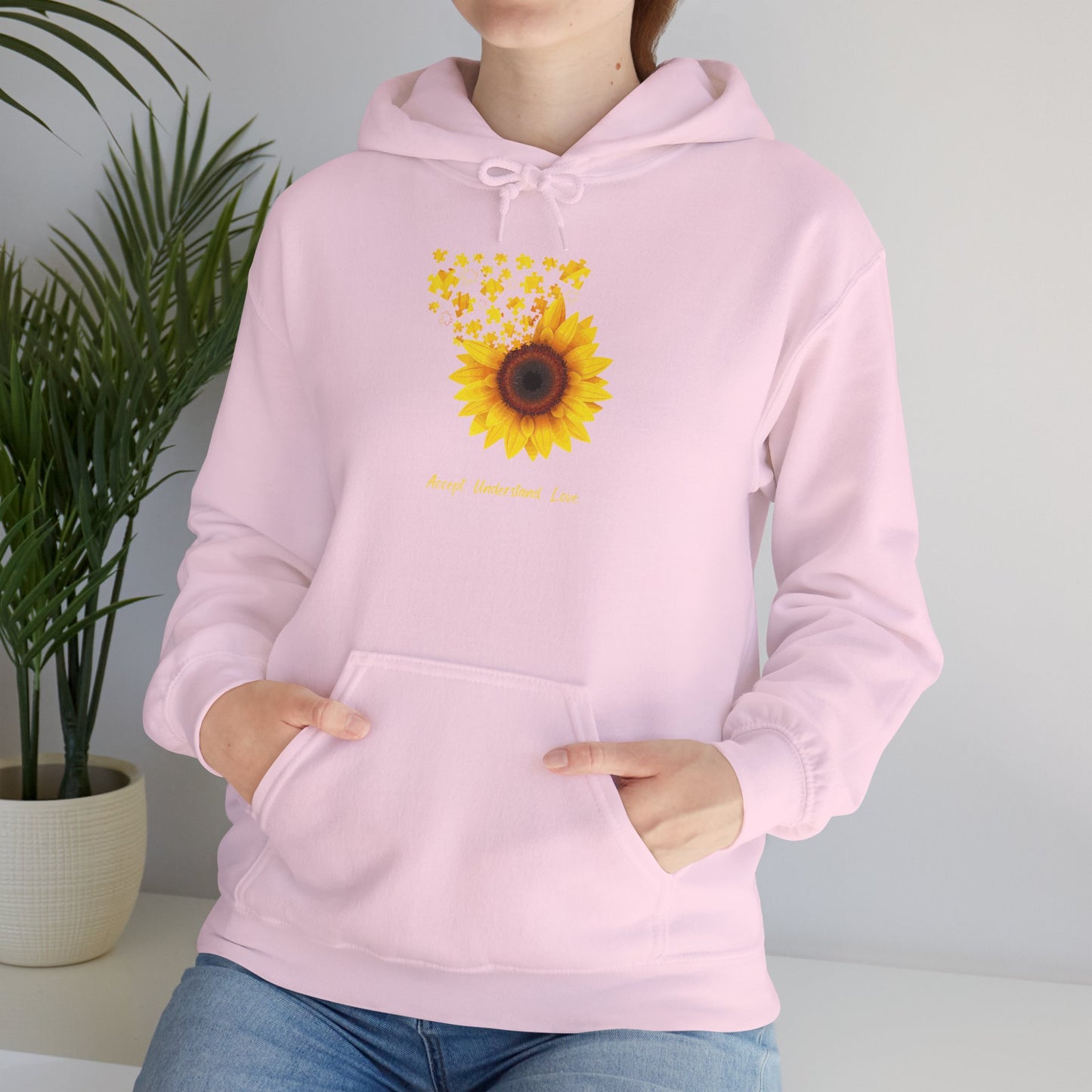 Sunflower Love Autism Awareness Advocate Hoodie — Joyful Floral Hooded Sweatshirt