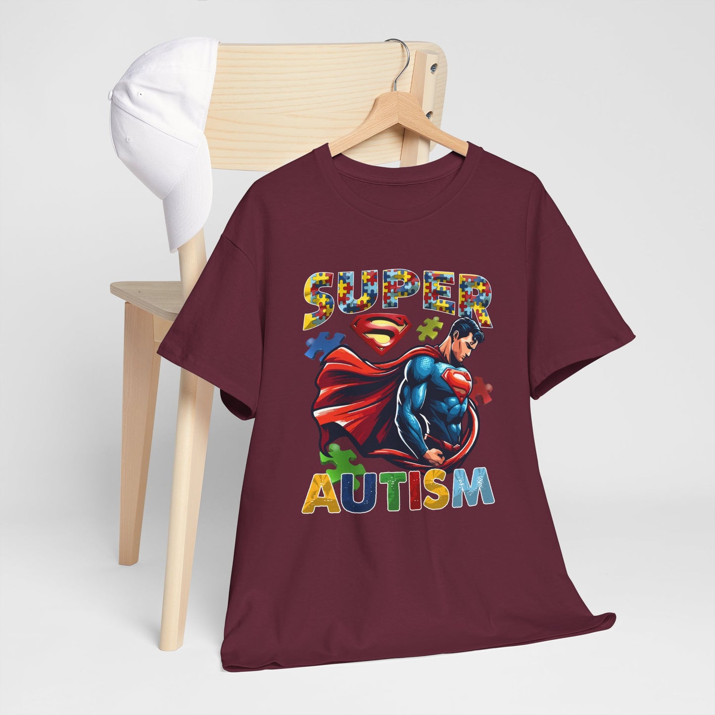 Autism Superhero T-Shirt — "Super Autism" Colorful Puzzle Design
