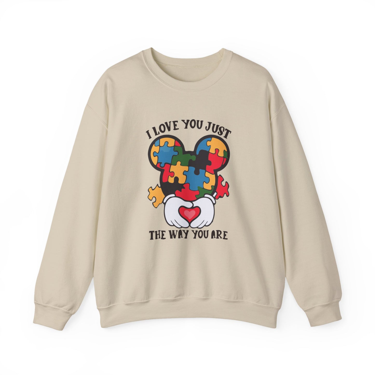 Autism Puzzle Heart Sweatshirt — "I Love You Just The Way You Are" Crewneck