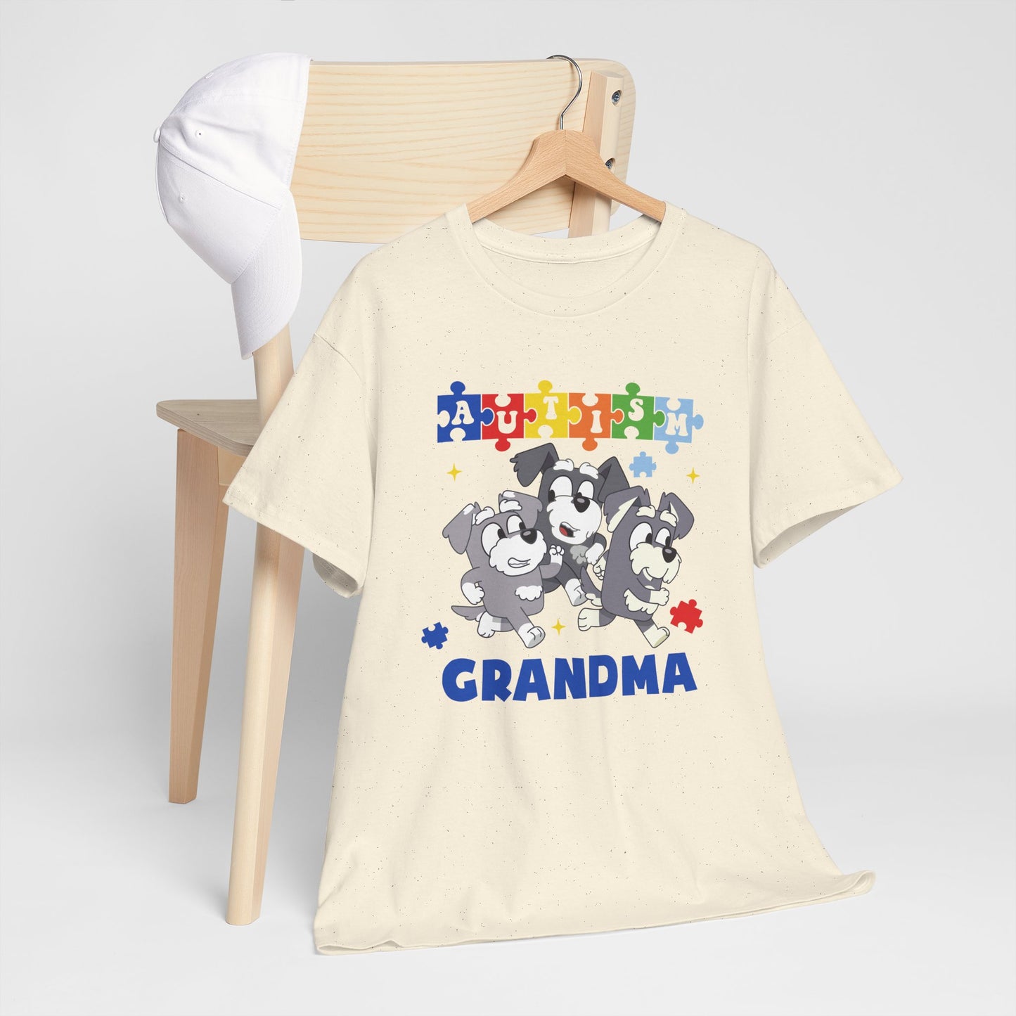 Grandma Paw-some Autism Awareness Tee — Puzzle Dogs Autism Grandma Shirt