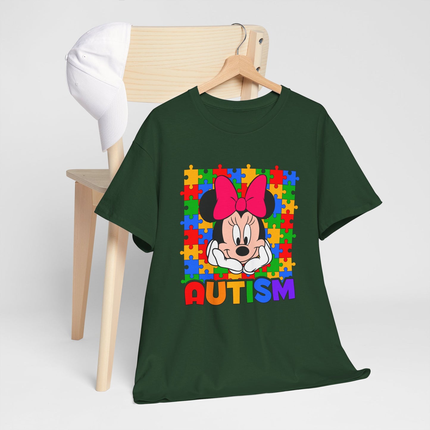 Autism Awareness T-Shirt — Colorful Puzzle Heart Minnie Design
