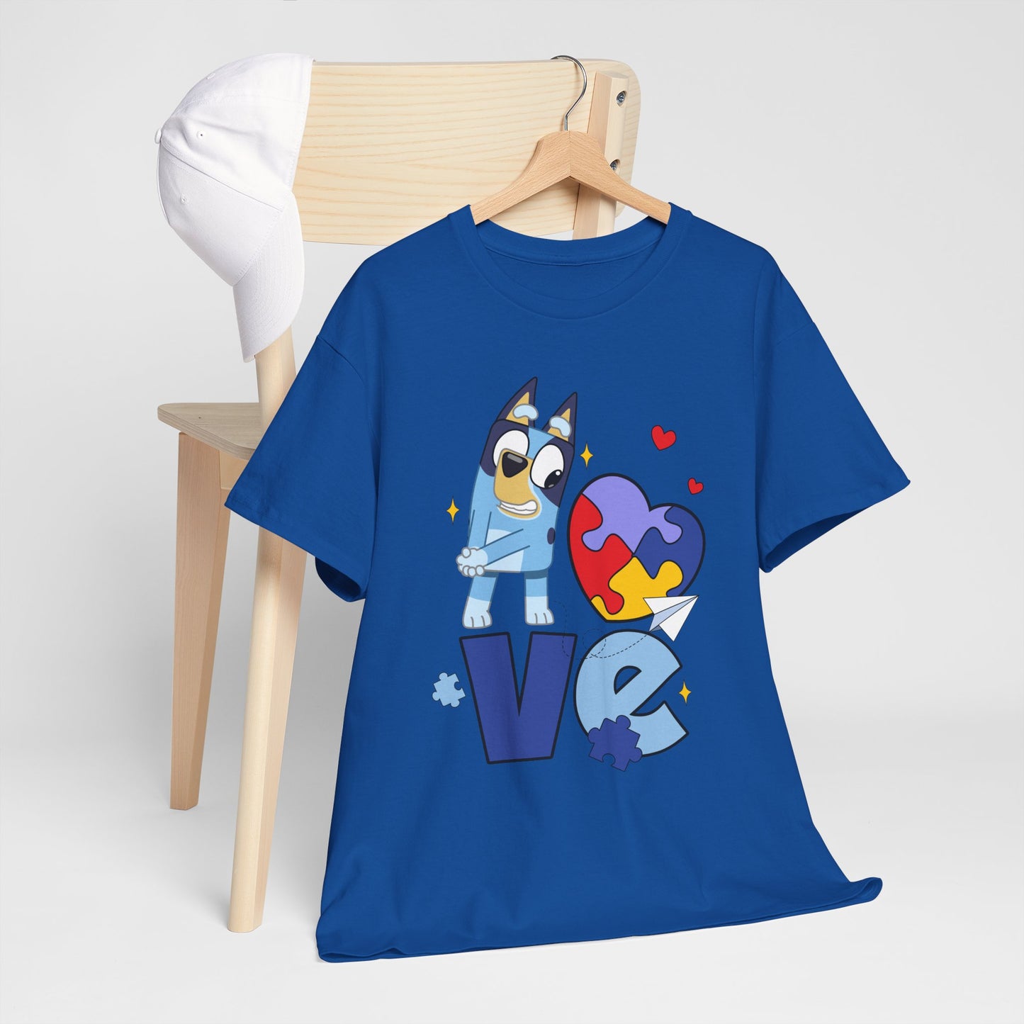 Autism Awareness Love Tee - Puzzle Heart & Cartoon Character T-Shirt