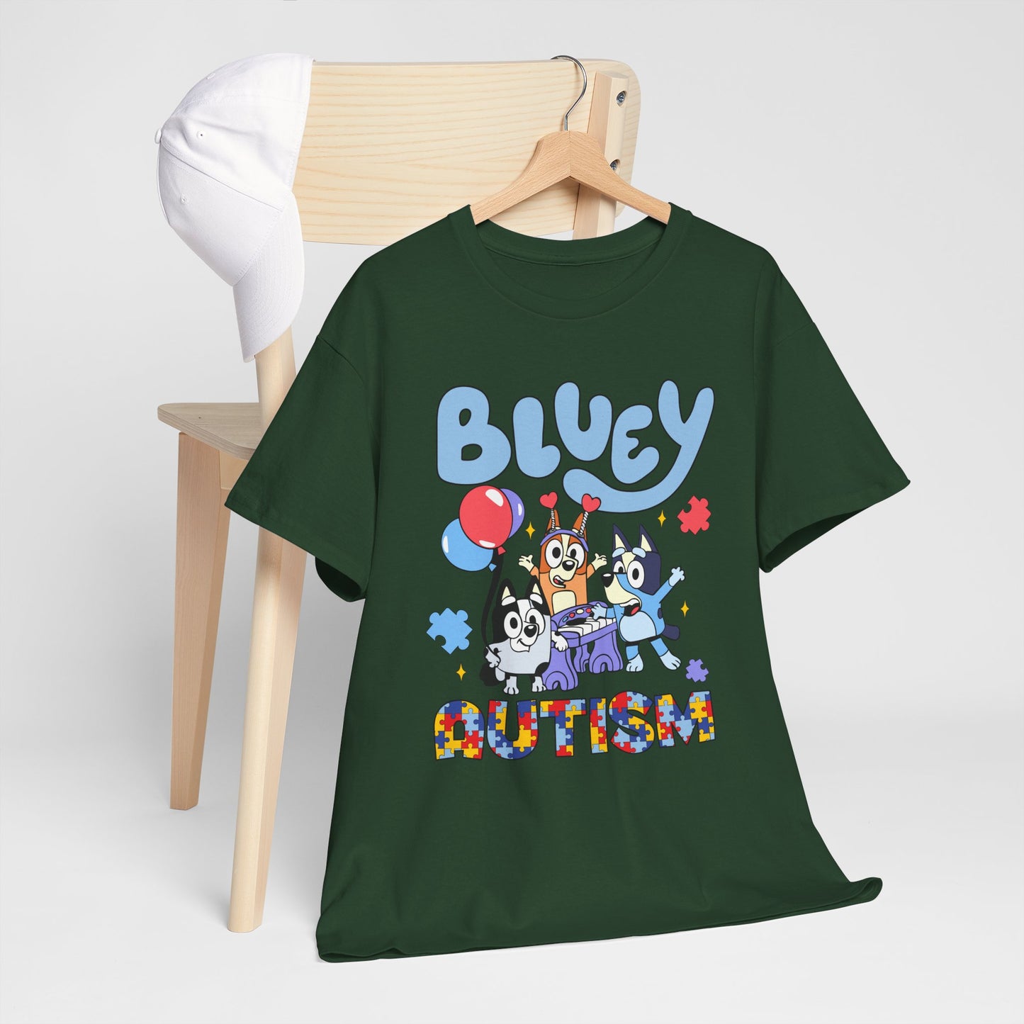 Bluey Autism Puzzle-Pattern T-Shirt